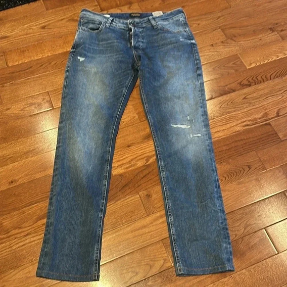 Jack Jones Slim fit blue wash denim jeans Sz 32 - Picture 11 of 15